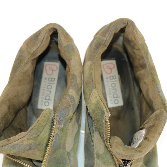 Blondo Womens Glenda Boot Size 9 Waterproof Camo Green Suede Hidden Wedge Heel - Picture 10 of 12